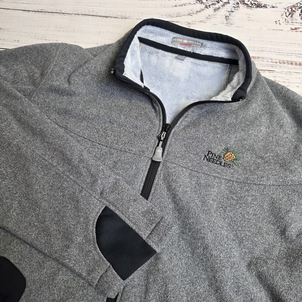 Peter Millar Warmth Luxury Sweater Women Large Gray Full Zip Pockets Pine Needle